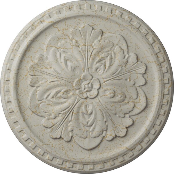 Ekena Millwork Emeryville Ceiling Medallion, Hand-Painted Pot of Cream Crackle, 16 7/8"OD x 5/8"P CM16ERPCC - main